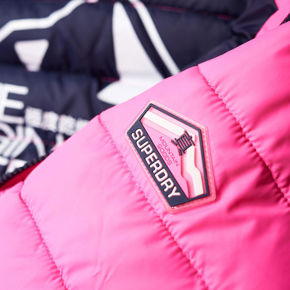 Fuji Slim Double Doudoune Femme SUPERDRY ROSE pas cher Doudounes