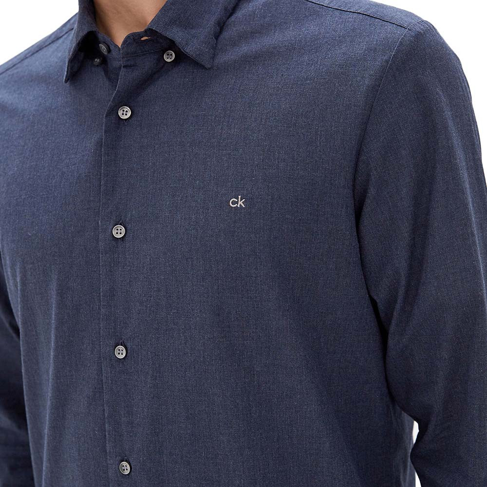 Light Heather Poplin Chemise Ml Homme