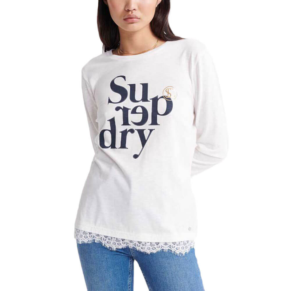 Tilly Lace Ls Graphic Top T-Shirt Ml Femme