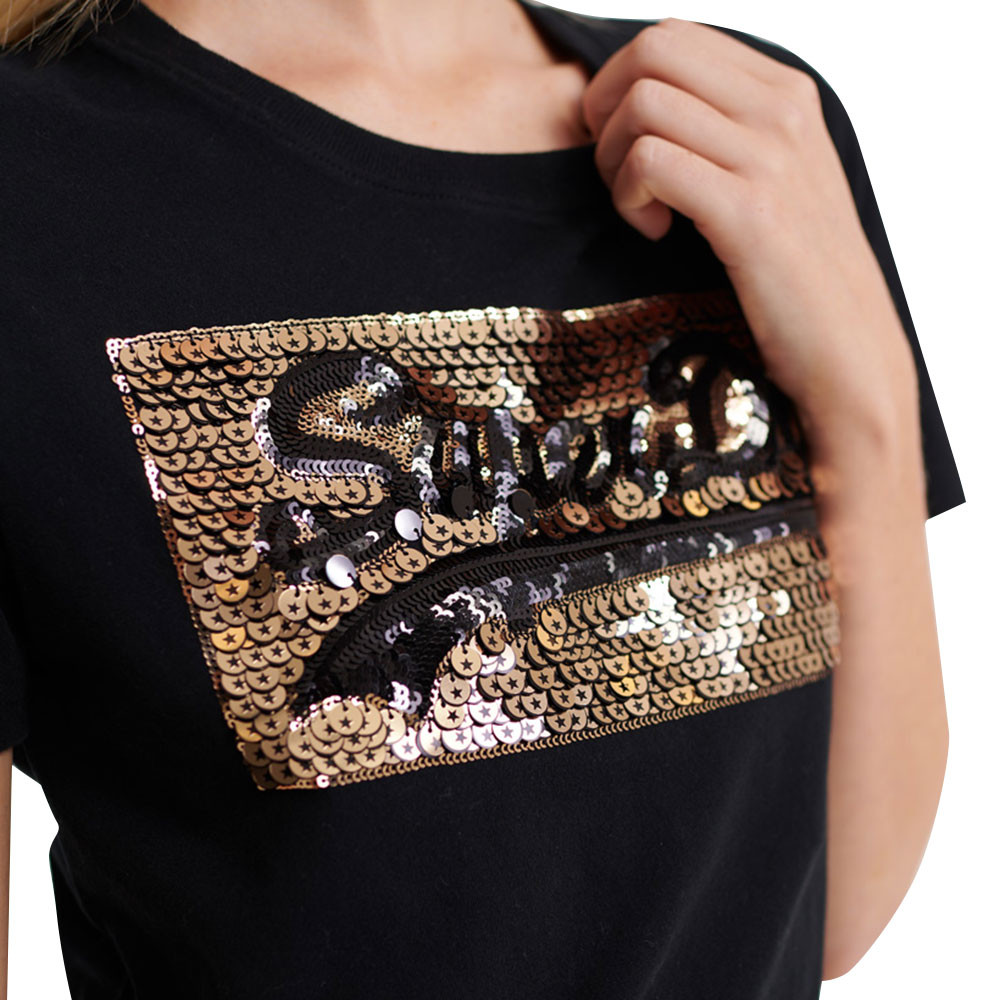 Vintage Logo Star Sequin Entry T-Shirt Mc Femme