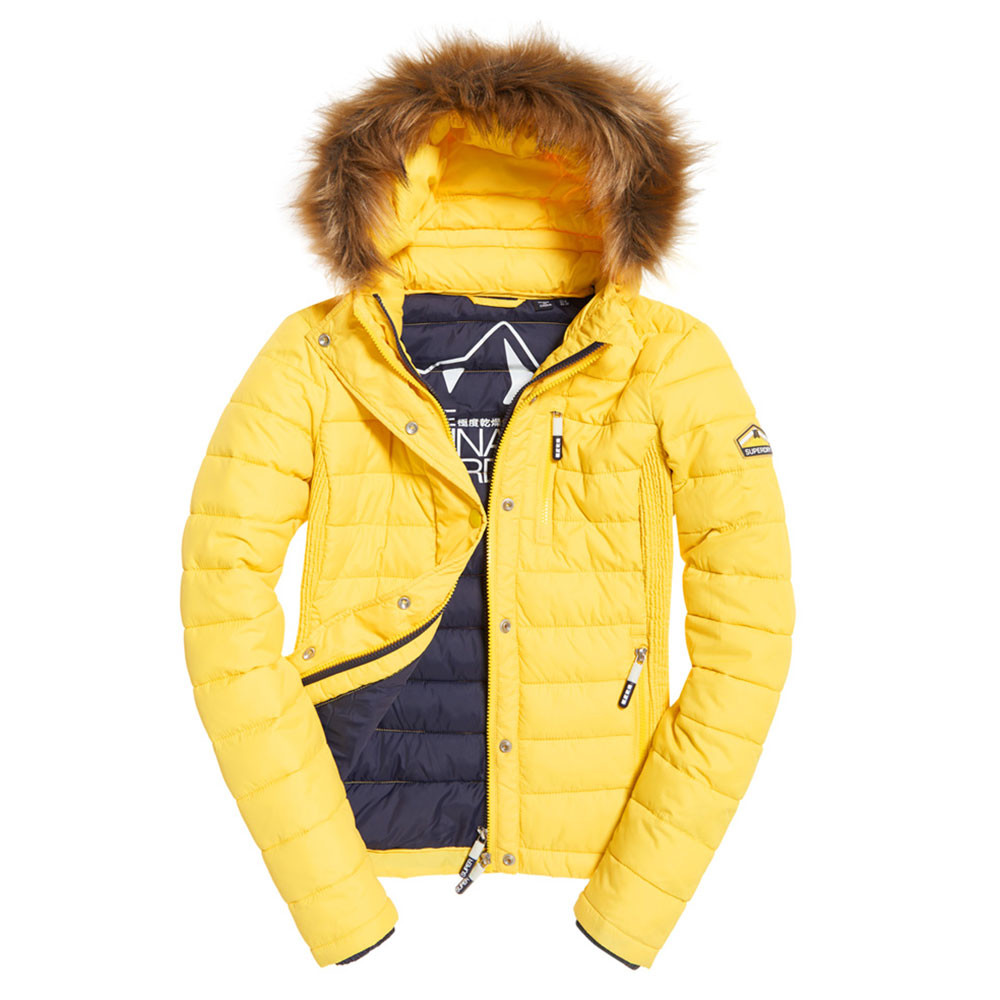 Fuji Slim Double Doudoune Femme SUPERDRY JAUNE pas cher Doudounes femme SUPERDRY discount