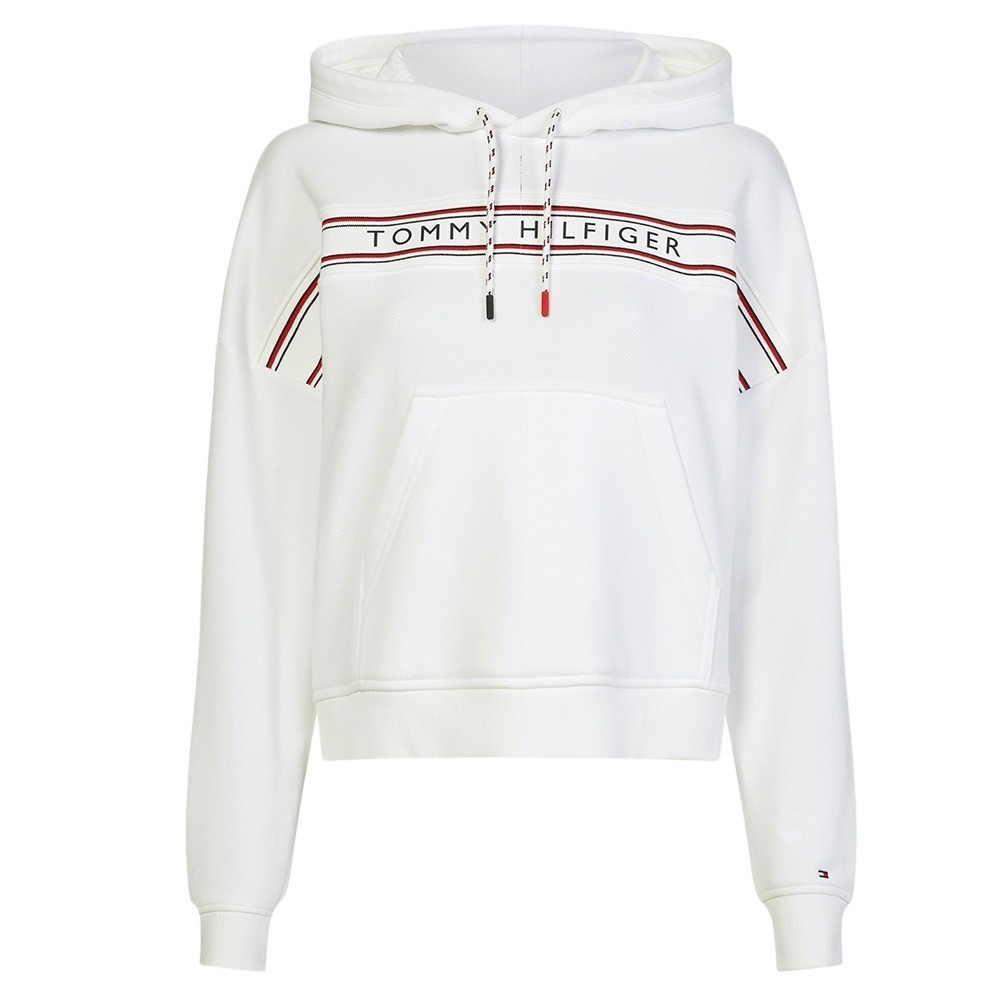 Hoodie Sweat Cap Femme TOMMY HILFIGER BLANC pas cher Sweat