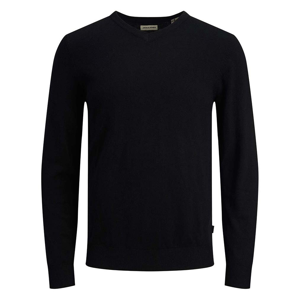 Knit V-Neck Pull Homme JACK AND JONES NOIR pas cher - Pulls homme JACK AND  JONES discount