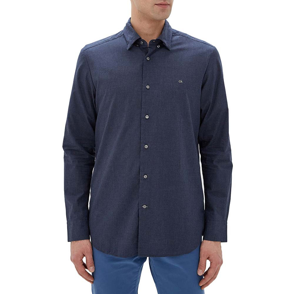 Light Heather Poplin Chemise Ml Homme