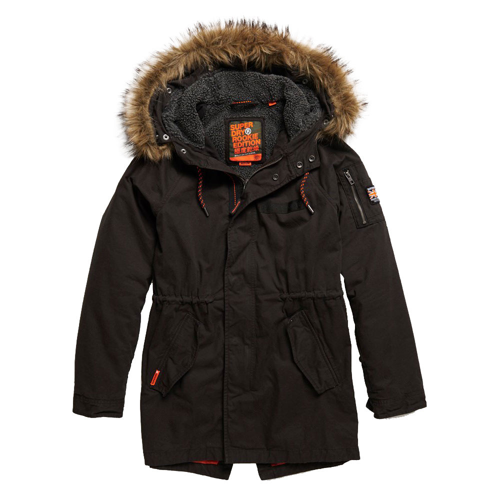 Superdry Mens Mountain Rookie Aviator Parka Jacket Furnace Black Size Xs at   Men's Clothing store