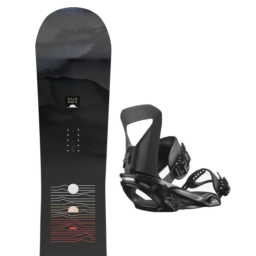 Pulse Snowboard + Pact Fixations Femme SALOMON NOIR pas cher - Snowboard  femme SALOMON discount