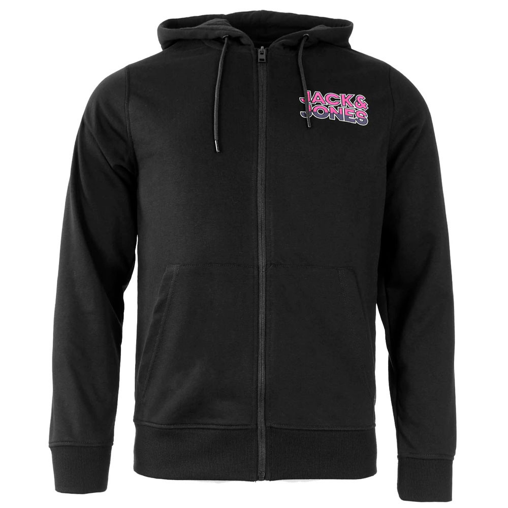 Sport Sweat Zip Homme JACK AND JONES NOIR pas cher Sweats zippes homme JACK AND JONES discount
