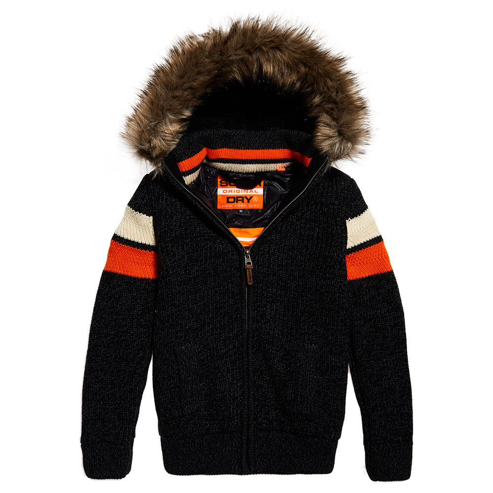 Super Ski Dog Hood Gilet Homme SUPERDRY NOIR pas cher - Gilets cardigans homme  SUPERDRY discount