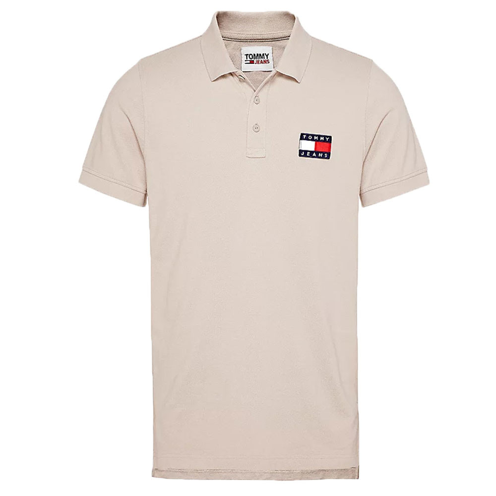 Tommy Badge Polo Mc Homme TOMMY HILFIGER BEIGE pas cher Polos